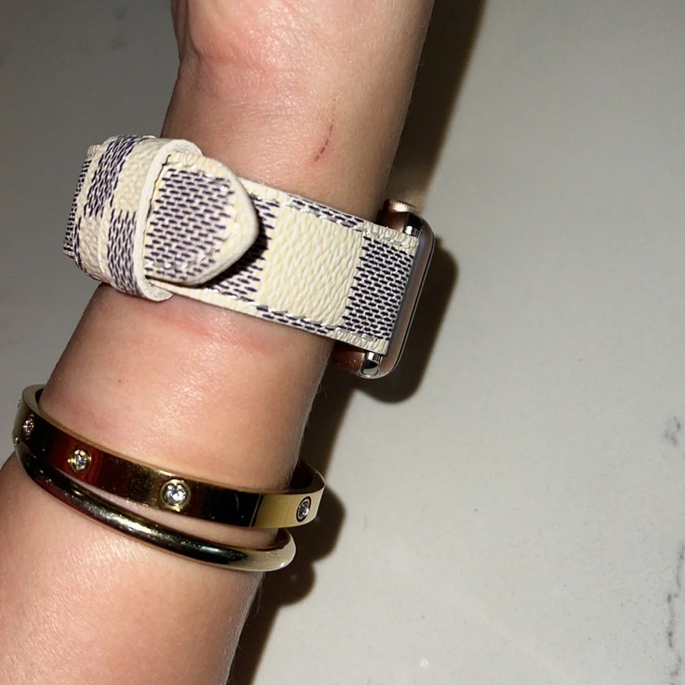 Louis Vuitton Cream and Gray Checkered Smartwatch Band - Picture 5 of 5